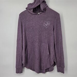 Grayson Threads Hoodie Womens Large Purple Knit Coffee Lover Sweatshirt Soft